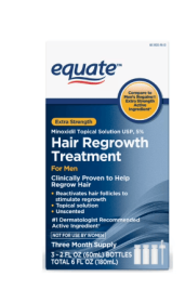 Equate Men's 5% Minoxidil Topical Solution USP for Hair Regrowth, Unscented, 3 Month Supply, 2 fl oz (3 Count)