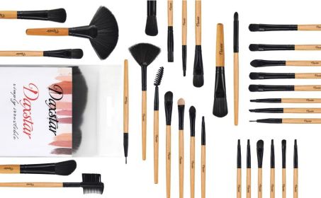32 pieces of wood color makeup brush set; suitable for full makeup; blush; concealer; gloss; lip brush; girly beauty tool (without bag)