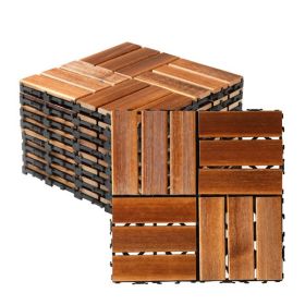 27pcs Wood Interlocking Deck Tiles 11.8"x11.8", Waterproof Flooring Tiles for Indoor and Outdoor