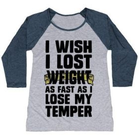 I WANT LOSE WEIGHT AS FAST AS I LOSE MY TEMPER WOMEN'S TRI-BLEND BASEBALL TEE (Size-Color: large-Athletic Gray / Navy, Style: Women's Tri-Blend Baseball Tee)